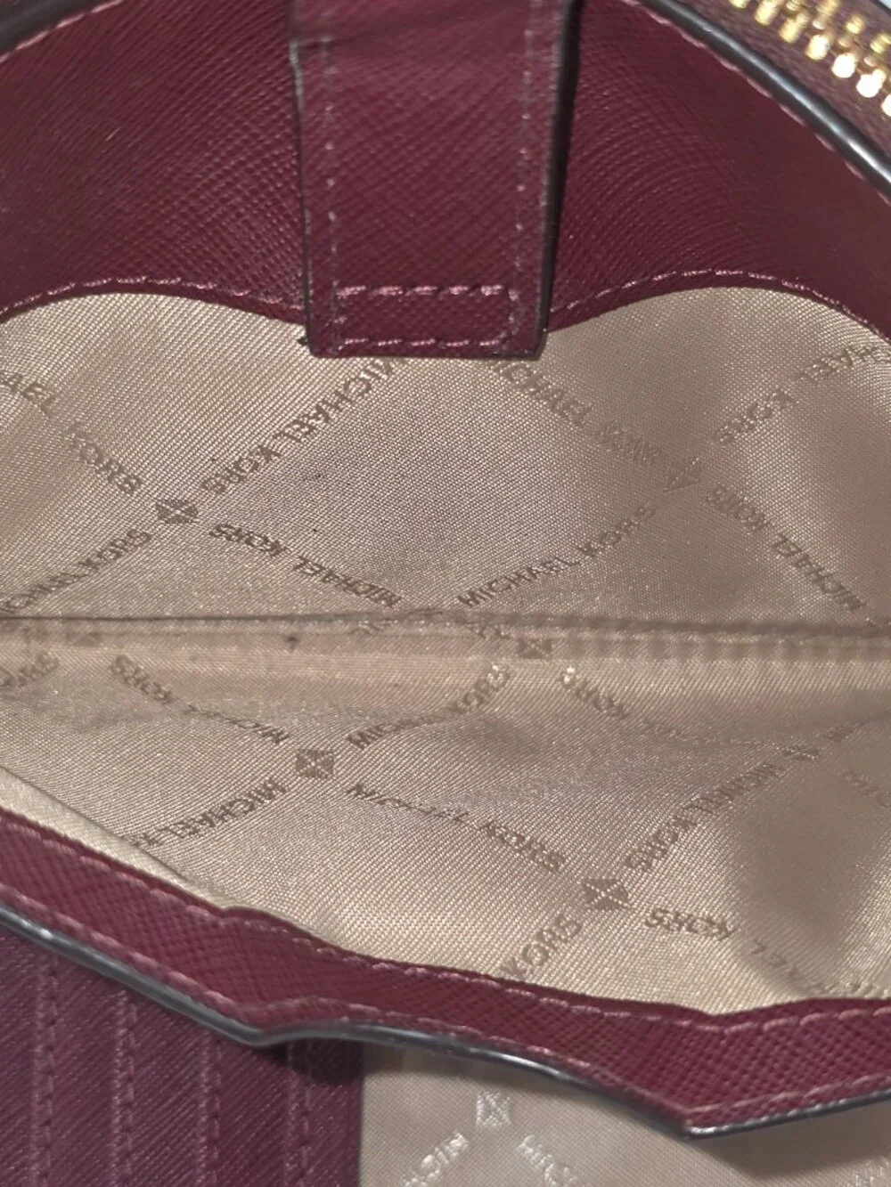 MICHAEL KORS Jet Set Double Zip Wallet Merlot Leather *NO WRISTLET* *VGC* MK....